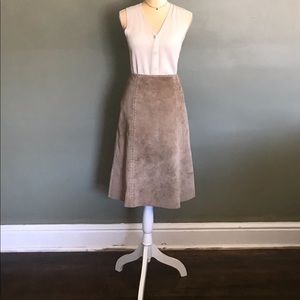Fully Lined 100% Leather Midi A-line Skirt
